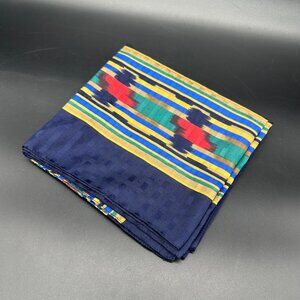 Vintage Italian Scarf Aztec Polyester Western Italy 1990s Blue Red Green